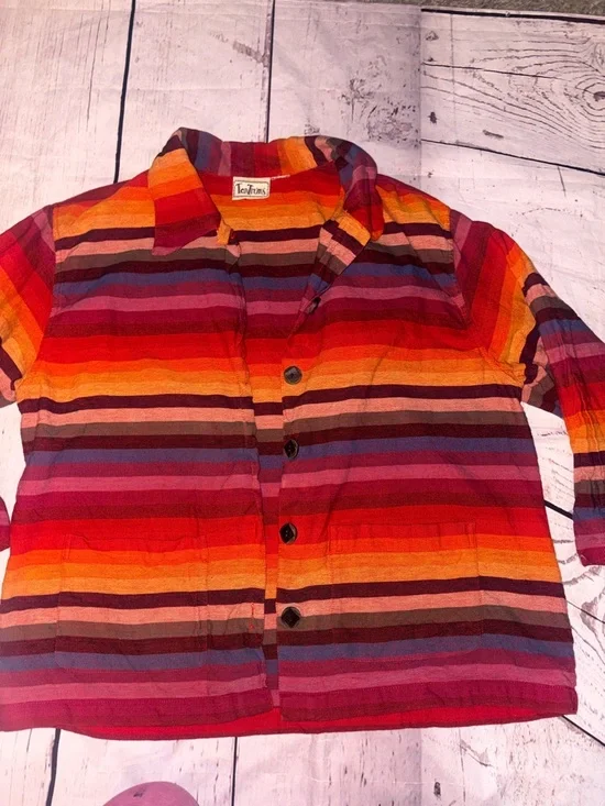 Tantrums Multicolor Striped Button-Front cotton Jacket - Picture 12 of 12